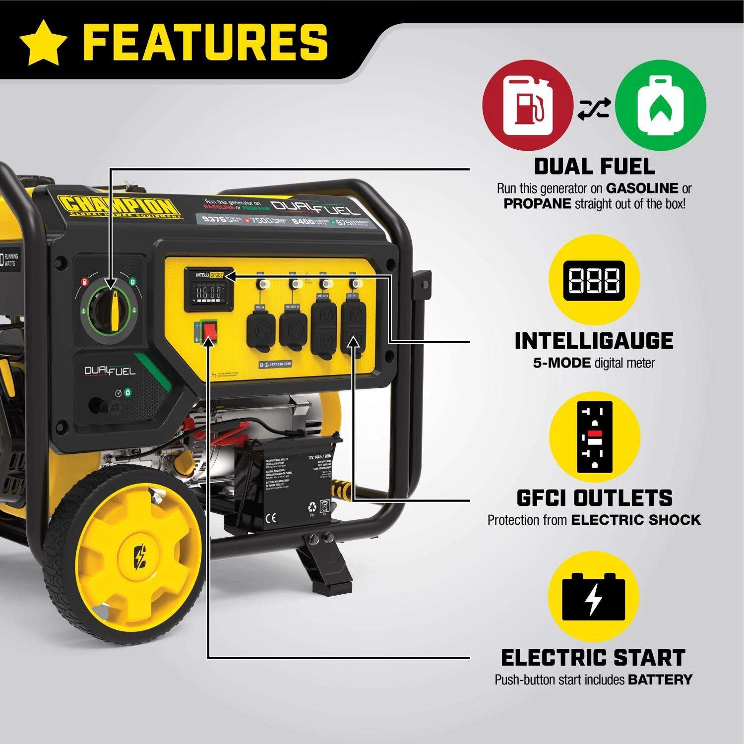 Champion 7500 W 240 V Gasoline Or Propane Portable Generator 3 Champion 7500 W 240 V Gasoline Or Propane Portable Generator - Image 3