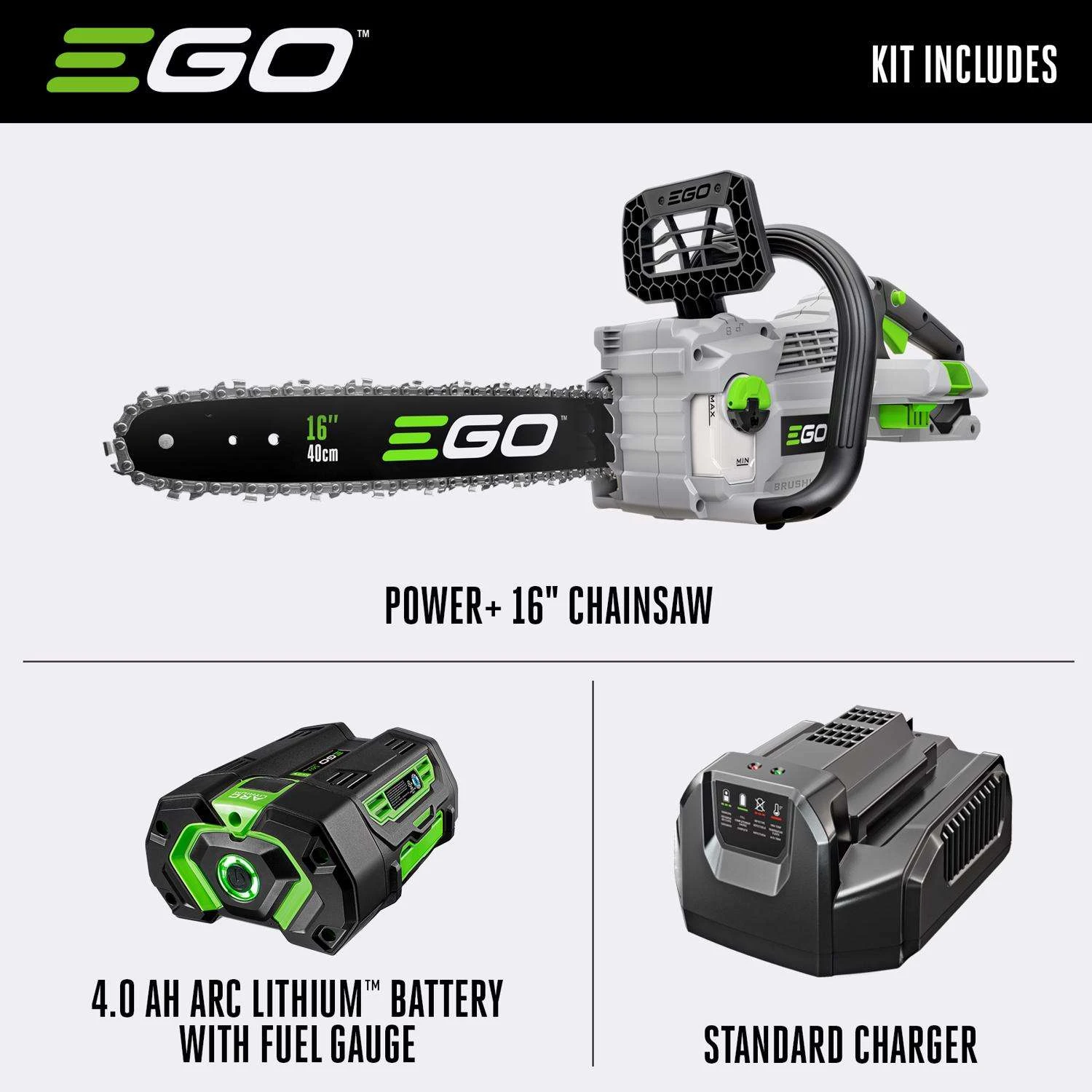 EGO Power+ CS1613 16 In. 56 V Battery Chainsaw Kit (Battery & Charger) 2 EGO Power+ CS1613 16 In. 56 V Battery Chainsaw Kit (Battery & Charger) - Image 2