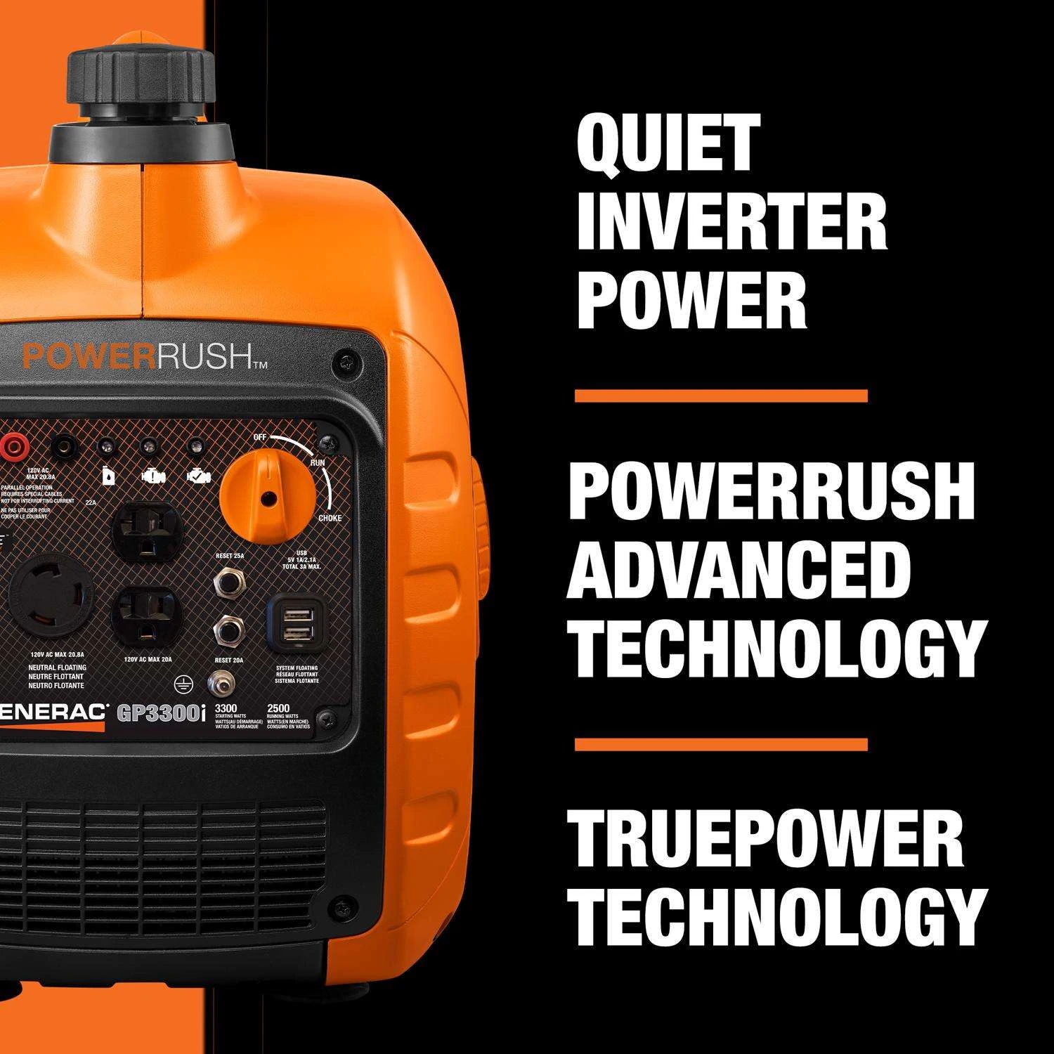 Generac PowerRush 3300 W 120 V Gasoline Portable Inverter Portable Generator 6 Generac PowerRush 3300 W 120 V Gasoline Portable Inverter Portable Generator - Image 6